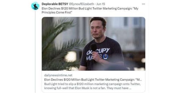 
Did Elon Musk decline a $120 million Bud Light Twitter marketing campaign? 