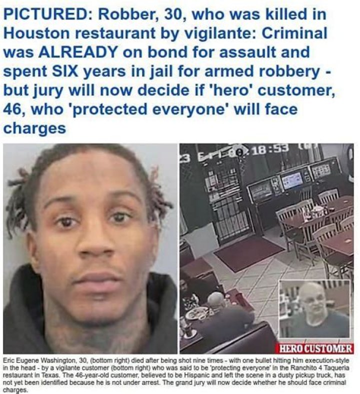 
How did Eric Washington die? Incident explored as diner who shot robber set to face grand jury 