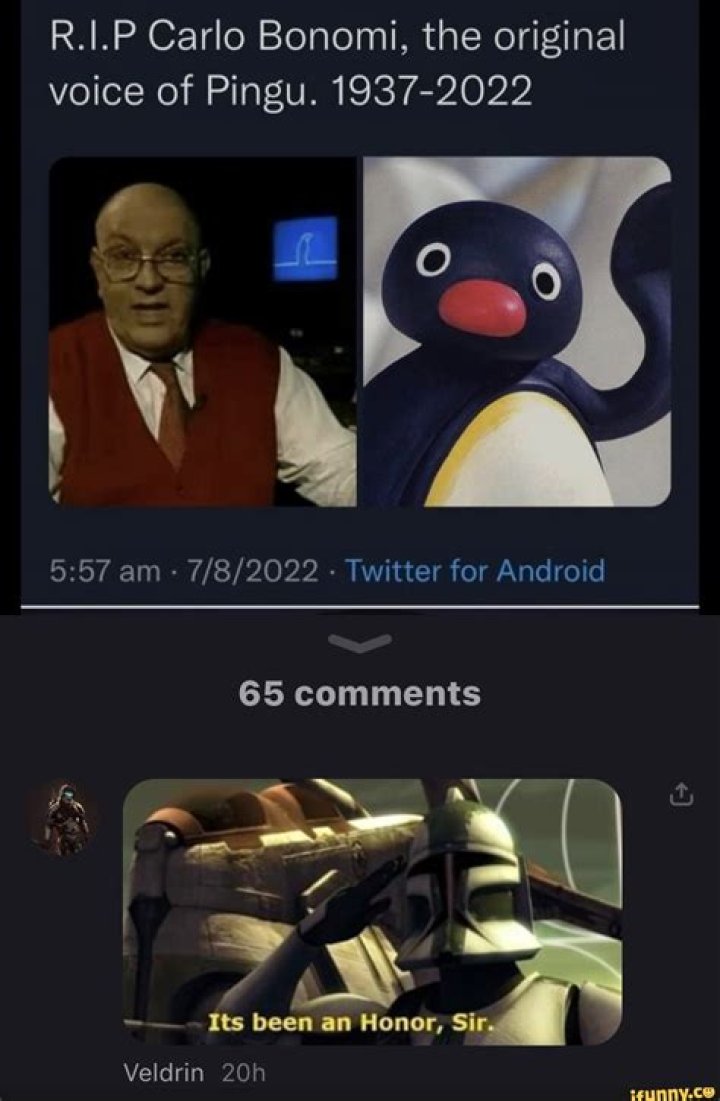 
What Was Voice Actor Carlo Bonomi Death Cause? Famous Pingu Voice Character Passed Away At 85 